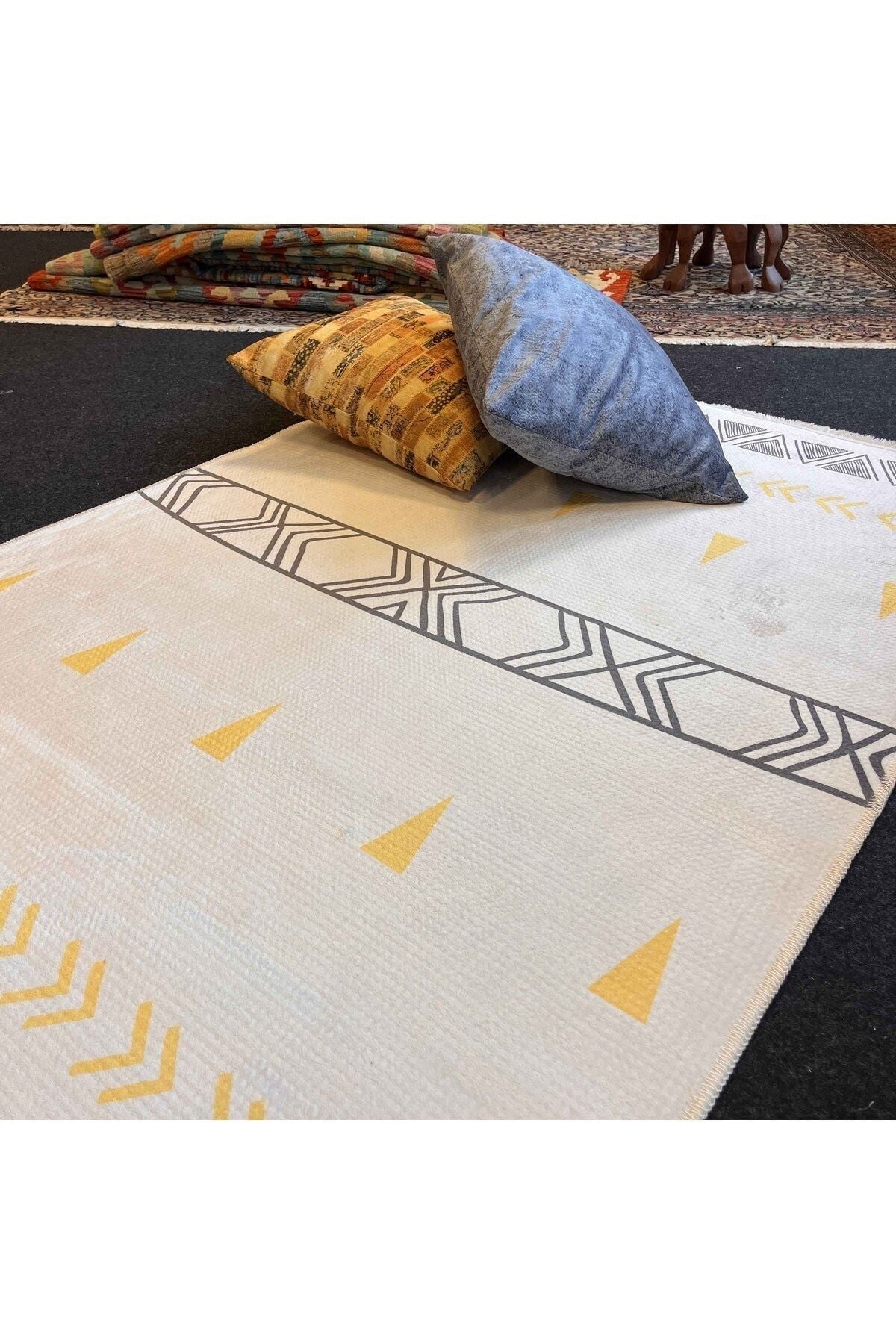 Yumuşak Dokulu Bambu Soft Kilim - İskandinav Saçaklı Dijital Baskı HV-SK-202