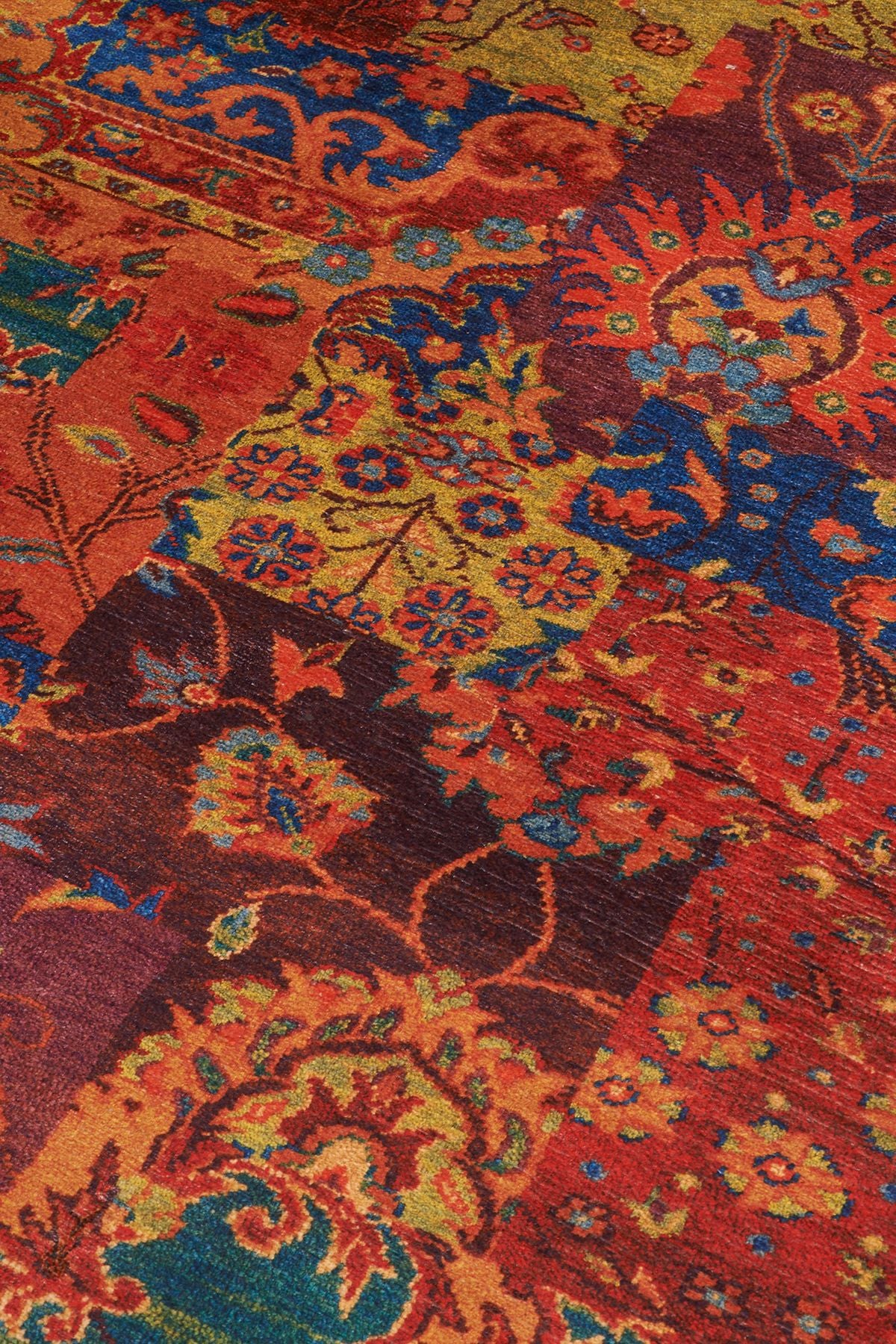 Halı Vagonu 2036 Renkli Etnik Eskitme Pamuk  Dokuma Taban Halı