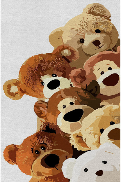 Halı Vagonu 48 Modern Stil Ayı Figürü Renkli Halı Ve Kilim Salon Halısı Yıkanabilen Dekoratif Halı