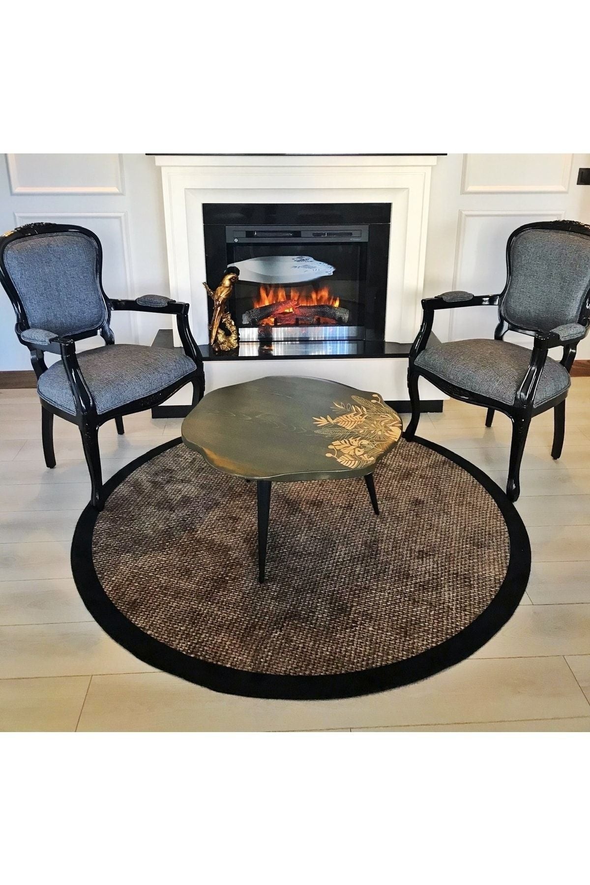 JUTE03 Hasır Sisal Jüt Desenli Dijital Baskılı Yuvarlak Halı