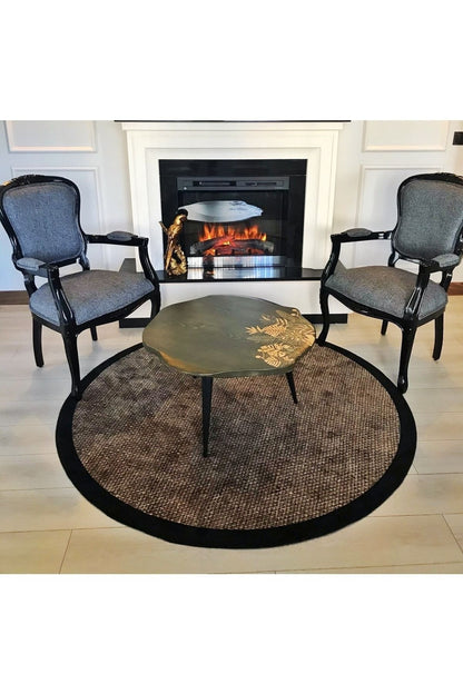 JUTE03 Hasır Sisal Jüt Desenli Dijital Baskılı Yuvarlak Halı