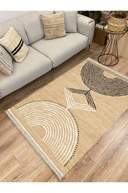 Cotton Kilim 23 Jut Zeminli Çizgili Desenli Dekoratif Yıkanabilen Dokuma Taban Kilim