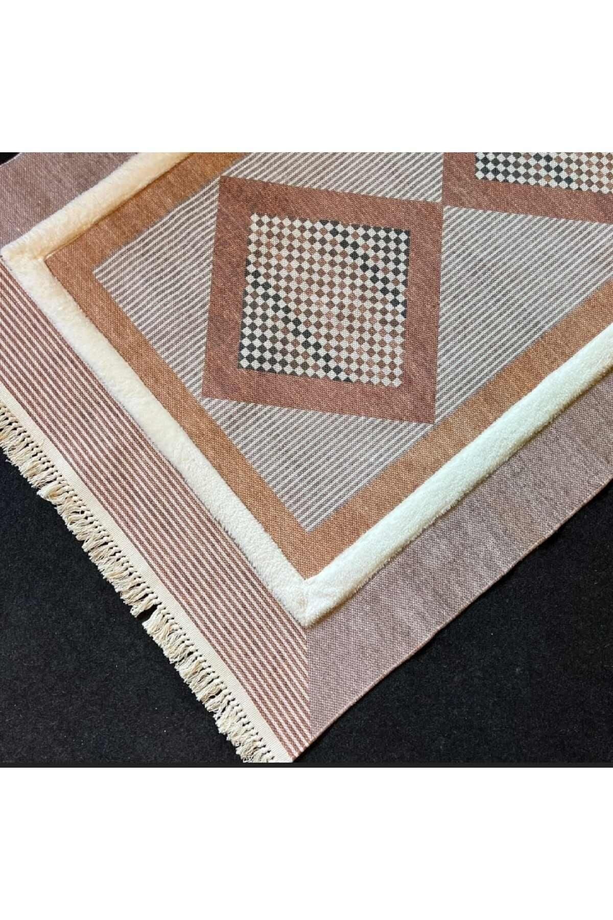 Tafting Kilim Serisi Üzeri Peluşlu Dokuma Taban Dekoratif Kilim