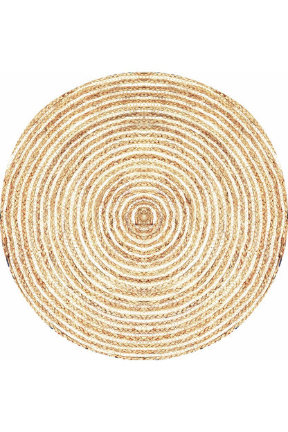 Boho 949 Jüt Rengi Örgü Yuvarlak Natural Çift Taraflı Halı