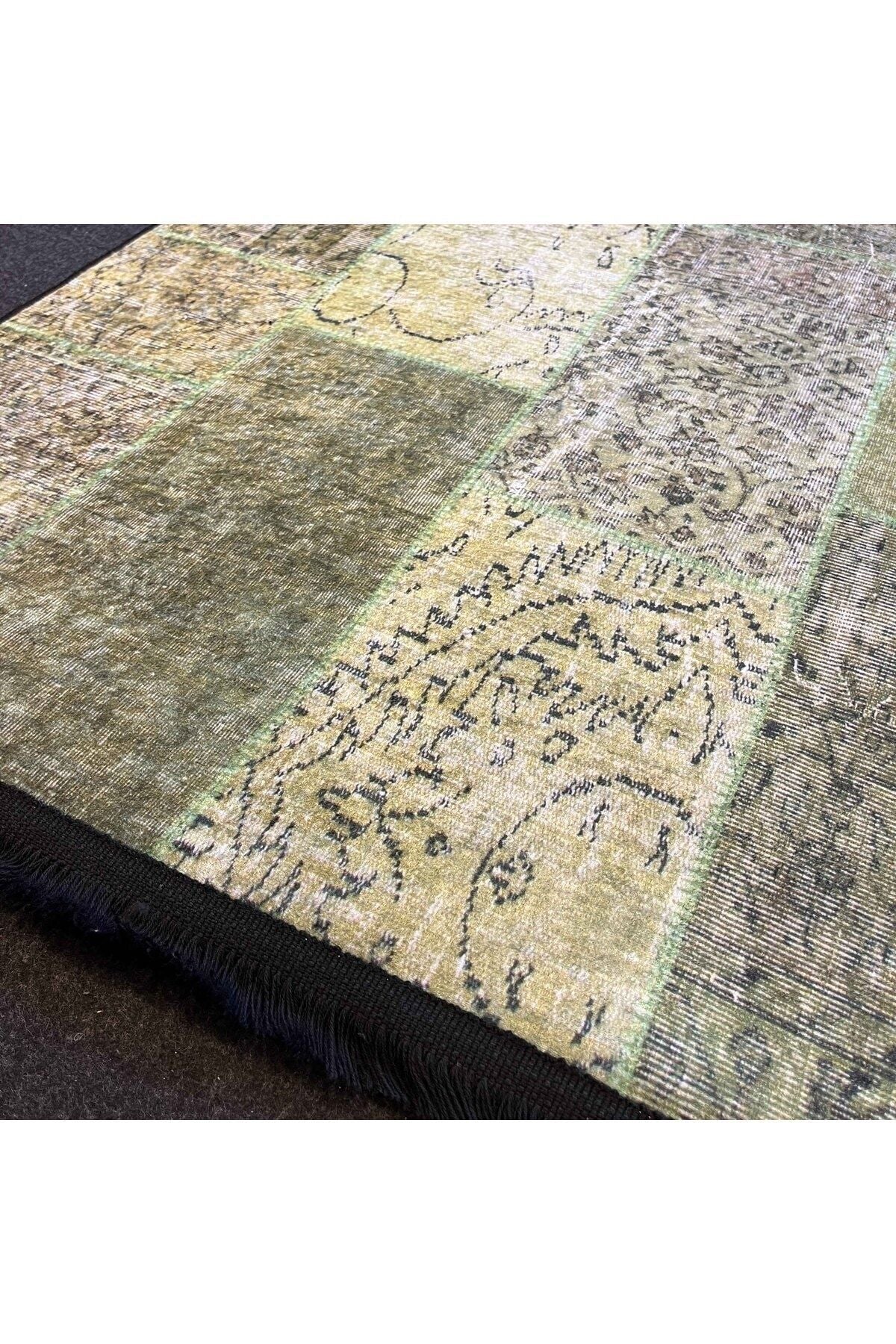 Yumuşak Dokulu Bambu Soft Kilim - Patchwork Saçaklı Dijital Baskı HV-SK-K8