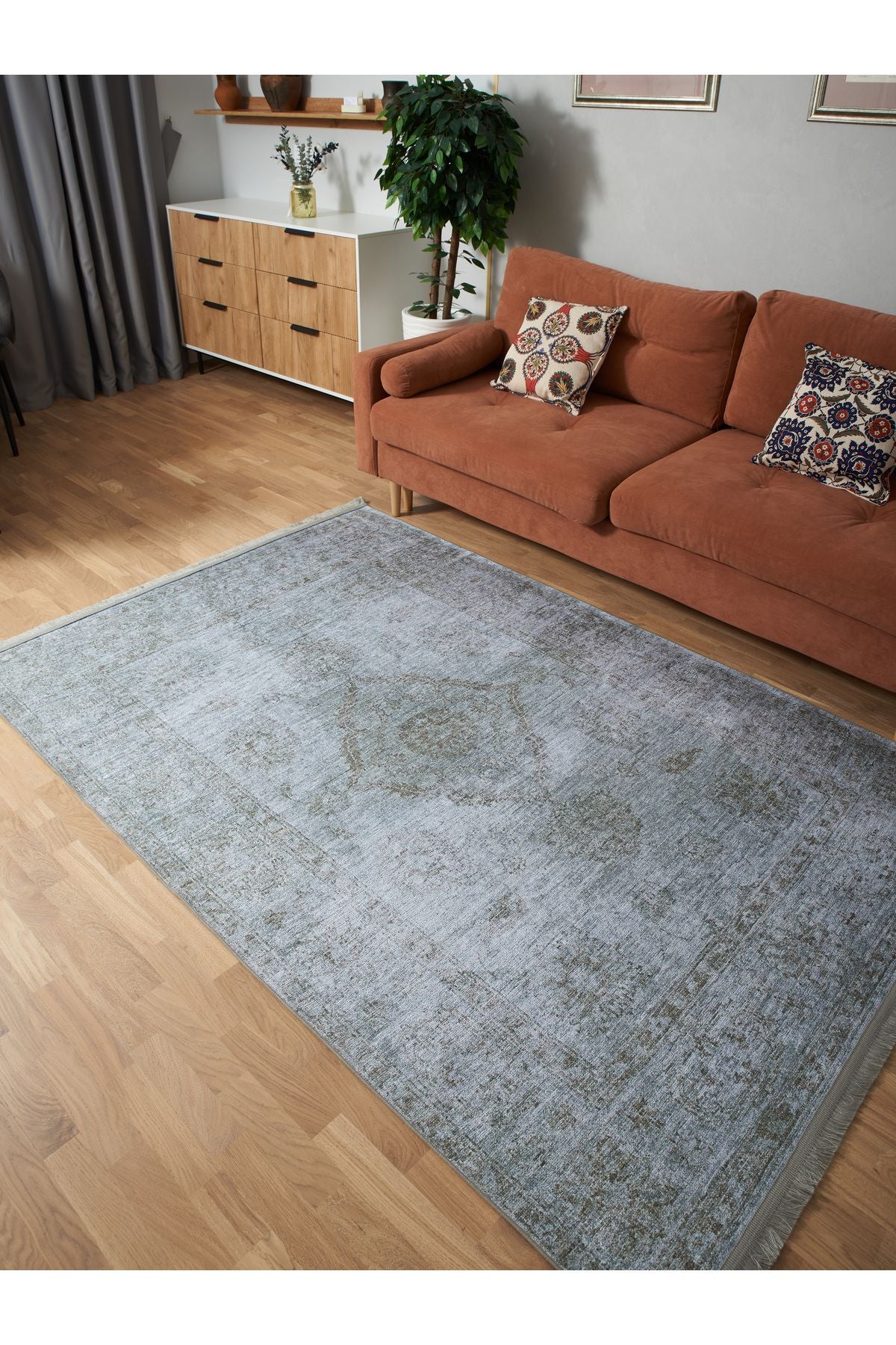 HV  2023 Pastel Mavi Gri Vintage Etnik Dokuma Taban Salon Halısı Mutfak Halısı Koridor Halısı