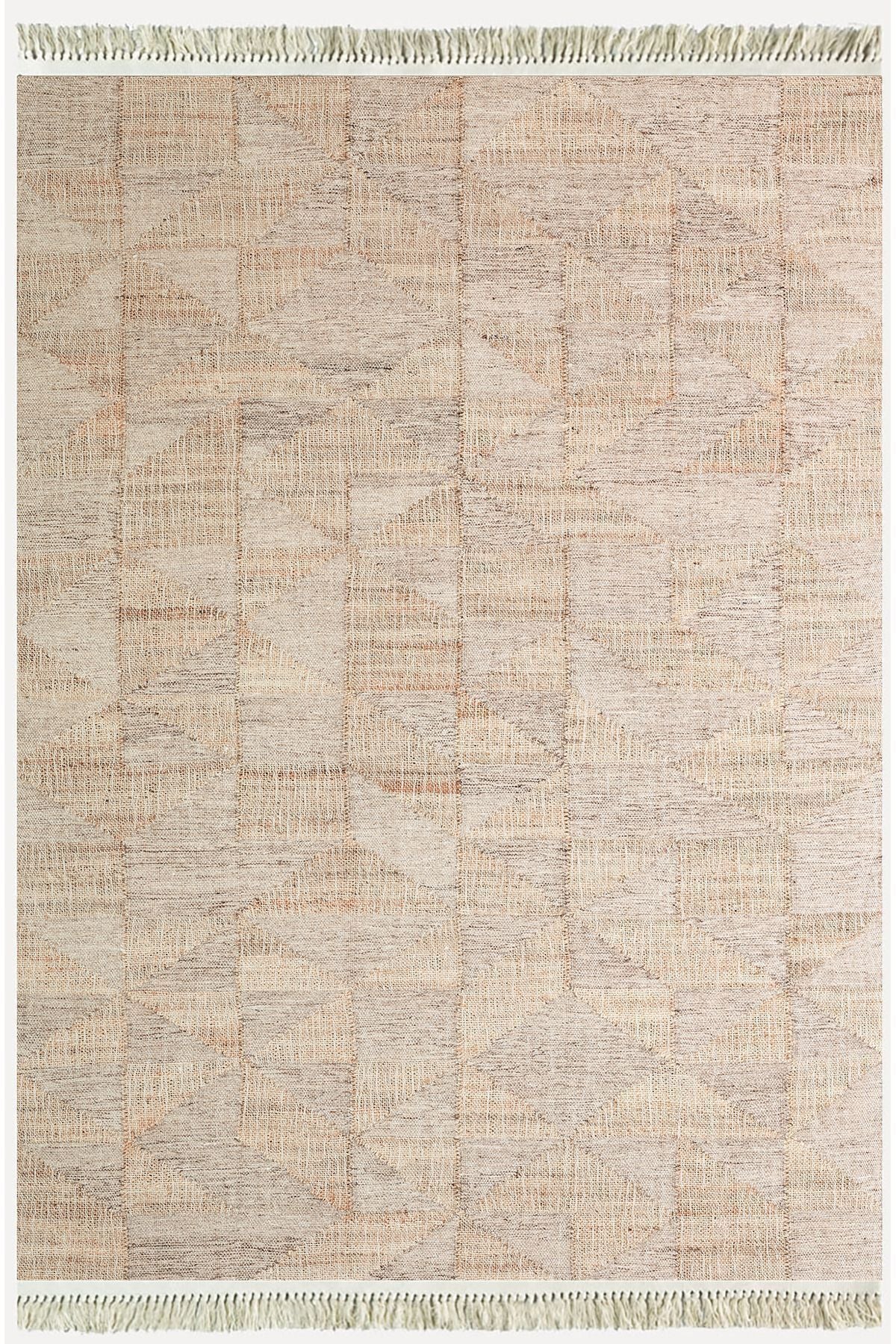 Cotton Kilim 30 Jüt Efekl Desenli Dekoratif Yıkanabilen Dokuma Taban Kilim