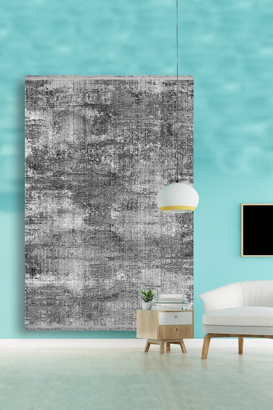 Halı Vagonu 2011 Gri Tonunda Modern Desen Kaymaz Taban Dekoratif Halı