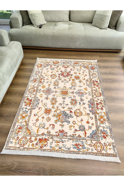 Halı Vagonu Serisi Multy Tonlarında Çiçekli Desen Kaymaz Taban Şönil Halı