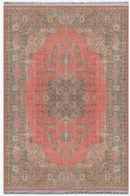 Halı Vagonu Halı 2082 Kahve Tonunda Dekoratif Halı Salon Halısı I Saçaklı Yıkanabilen Halı