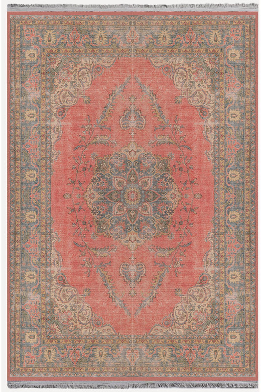 Halı Vagonu Halı 2082 Kahve Tonunda Dekoratif Halı Salon Halısı I Saçaklı Yıkanabilen Halı