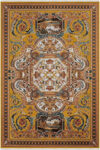 Halı Vagonu 37 Modern Stil Hardal Tonlarında Iskandinav Salon Halısı Yıkanabilen Dekoratif Halı