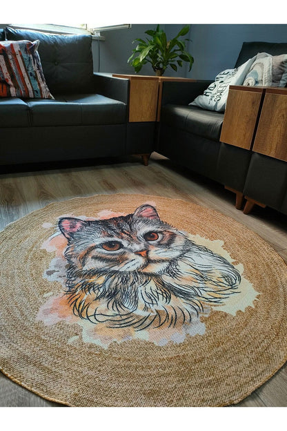 Boho 929 Jüt Hasır Etnik Desenli Jüt Örme Doğal Hasır Natural Halı