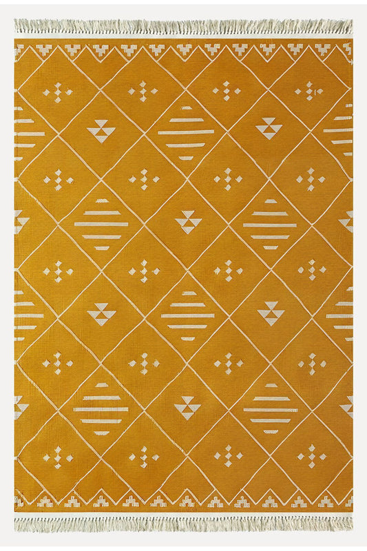 Cotton Kilim 69 Multu Iskandinav Motifler Modern Dekoratif Saçaklı Yıkanabilen Dokuma Kilim