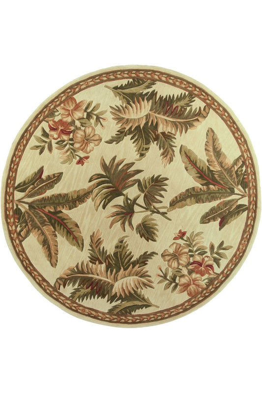 Halı Vagonu 156 Pastel Tonlar Çiçekli Floral Çok Renkli Dokuma Taban Yuvarlak Halı