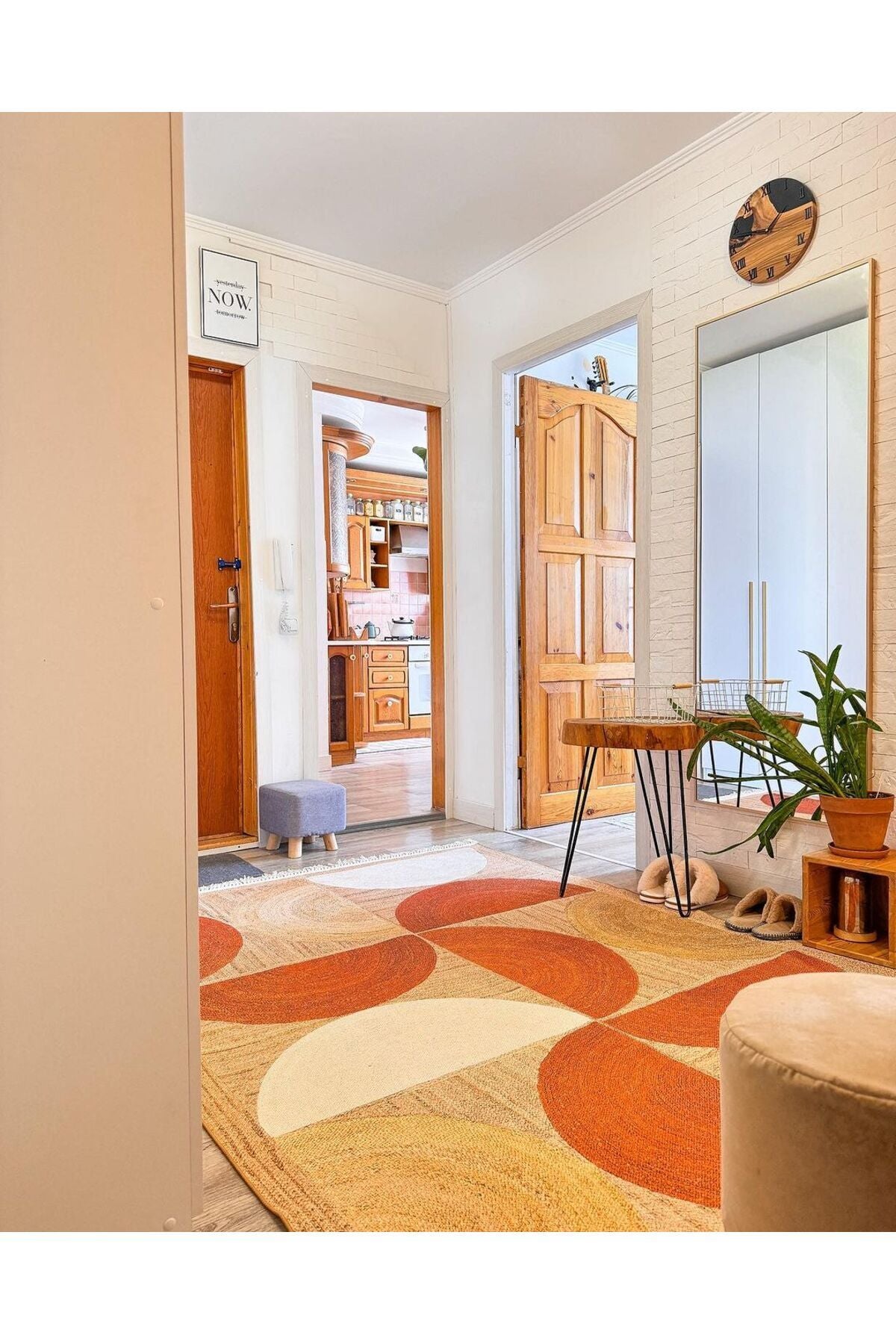 Cotton 3620 Jüt Kiremit Renginde Boho Stil Natural Pamuklu Dokuma Kilim