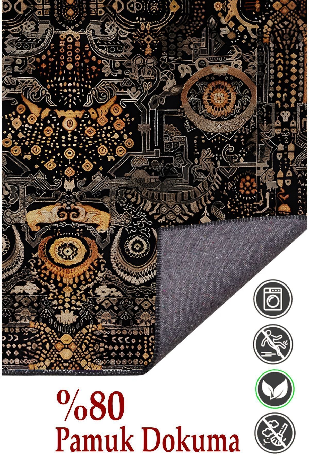 Halı Vagonu57 Renkli Klasik Desenli Yıkanabilir Kaymaz Salon Halısı, Koridor Ve Mutfak Halısı