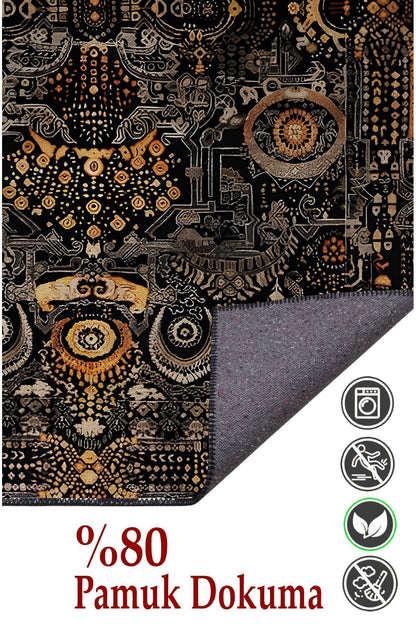 Halı Vagonu57 Renkli Klasik Desenli Yıkanabilir Kaymaz Salon Halısı, Koridor Ve Mutfak Halısı