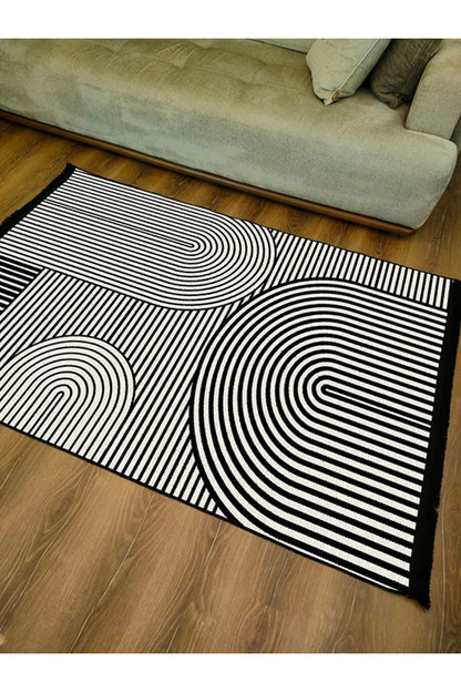 Halı Vagonu130 Iskandinav Modern Halı Dekoratif Salon Halısı Saçaklı Yıkanabilen Halı