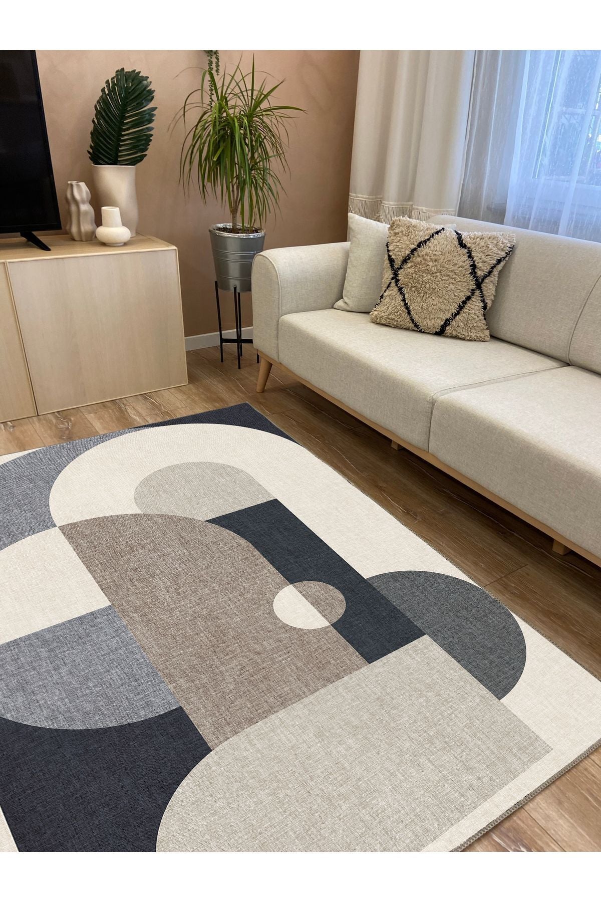 Modern Stil Krem Tonlarında iskandinav halı ve kilim Salon halısı Peluş halı Yıkanabilen Halı