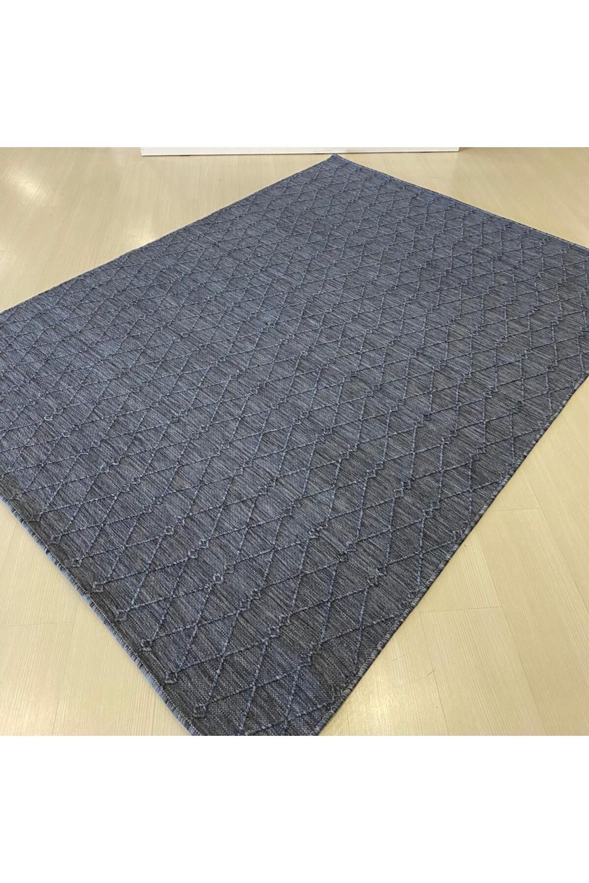 Halı Vagonu Kathmandu 6049 Mavi Nepal Sisal Dokuma Halı
