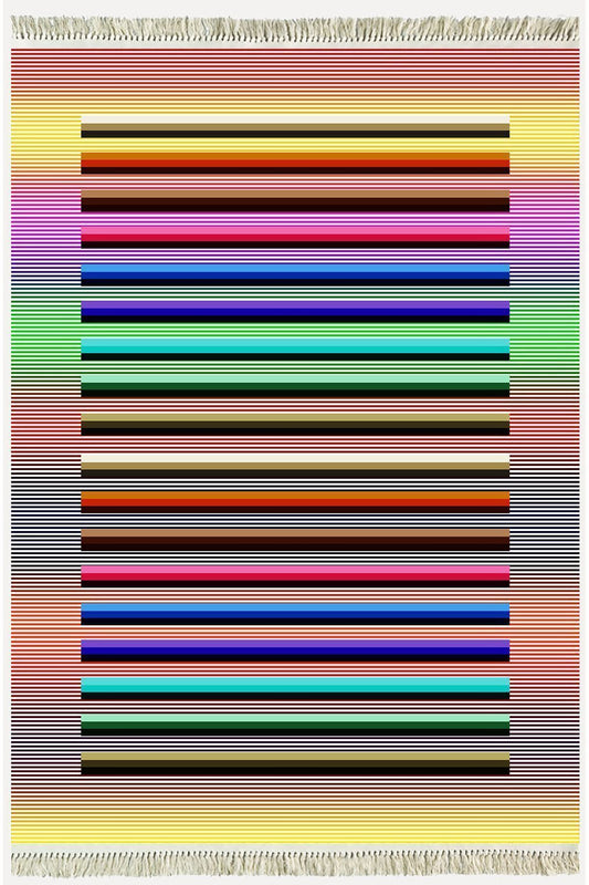 Cotton Kilim 55 Multy Geleneksel Motifler Modern Dekoratif Saçaklı Yıkanabilen Dokuma Kilim