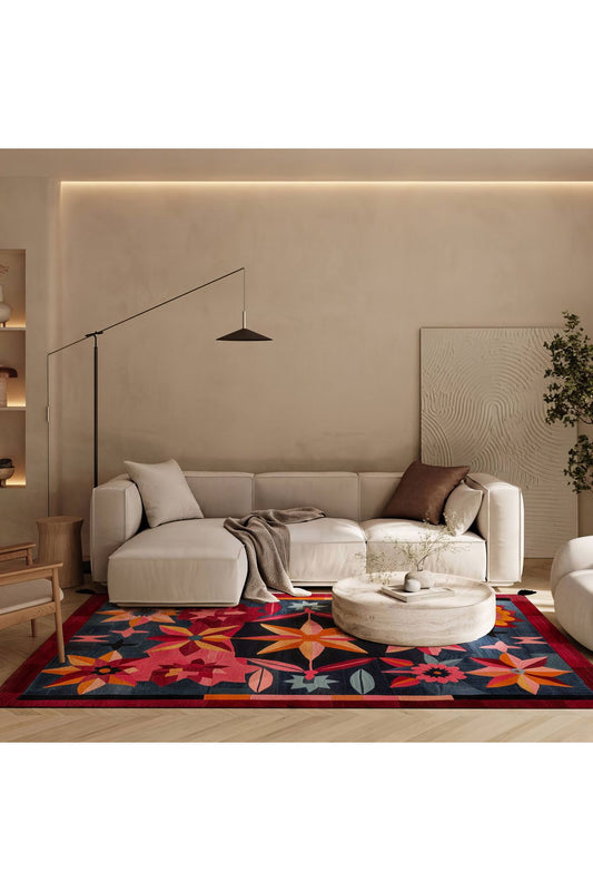 Çiçekli Floral Püsküllü Salon Halısı Mutfak Halısı Yolluk Otantik Halı Halı Vagonu 230