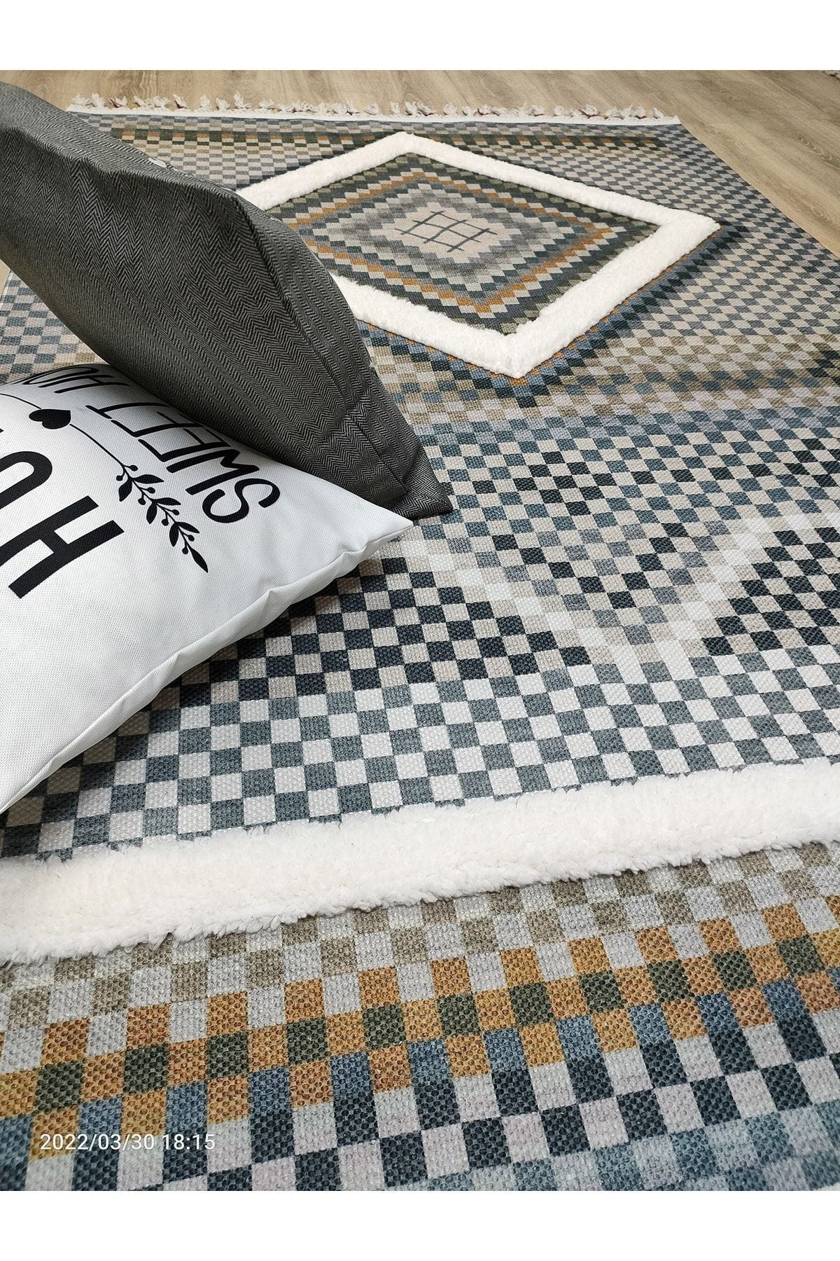 Tafting Kilim Serisi Üzeri Peluşlu Dokuma Taban Dekoratif Kilim