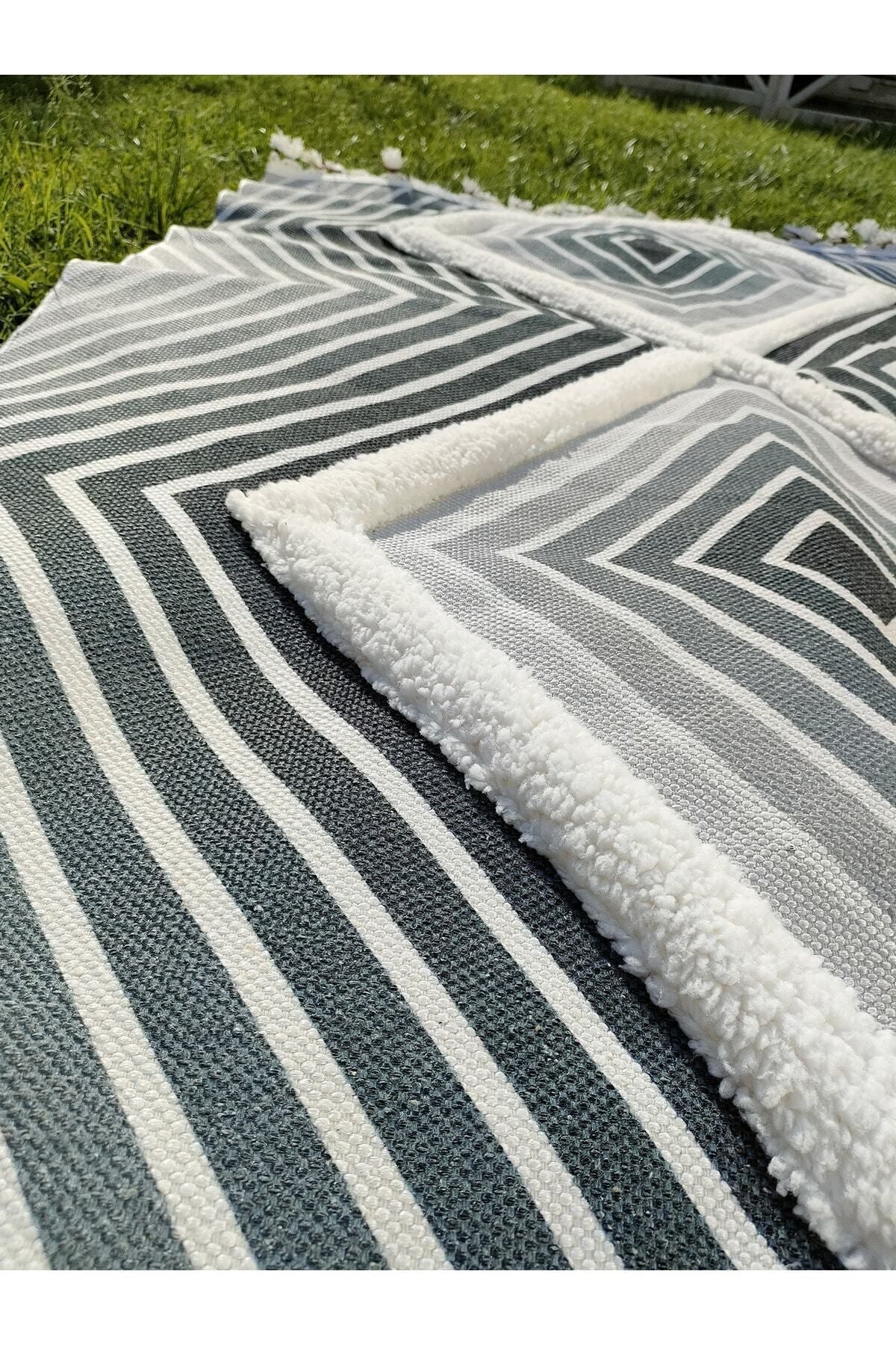 Tafting Kilim Serisi Üzeri Peluşlu Dokuma Taban Dekoratif Kilim