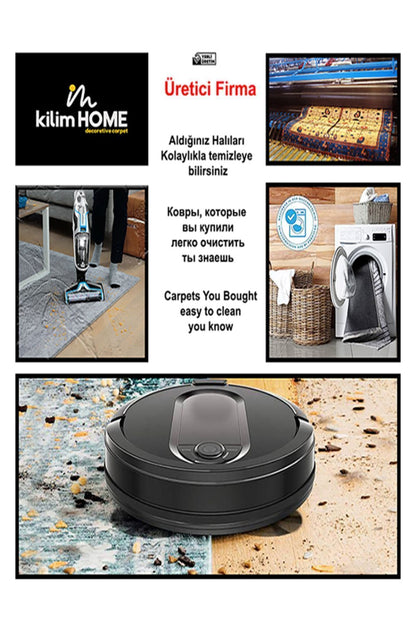 Cotton Kilim 34 Jut Efekli Modern Desenli Dekoratif Yıkanabilen Dokuma Taban Kilim