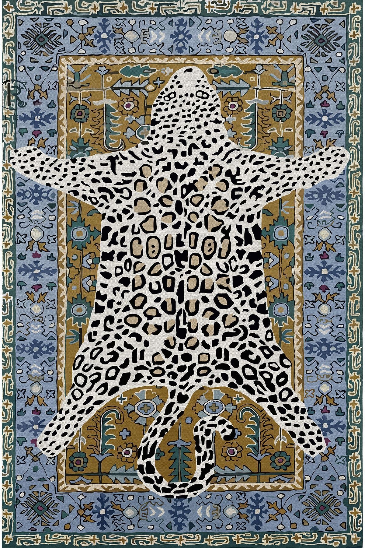 Halı Vagonu 44 Modern Stil Kaplan Post Figürlü Salon Halısı Yıkanabilen Dekoratif Halı