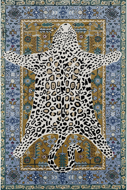 Halı Vagonu 44 Modern Stil Kaplan Post Figürlü Salon Halısı Yıkanabilen Dekoratif Halı