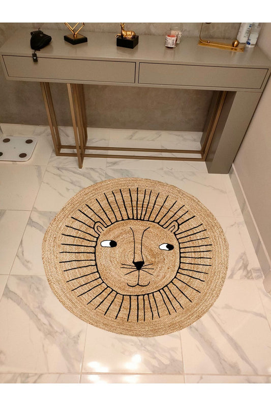 Boho 928 Jüt Hasır Etnik Desenli Jüt Örme Doğal Hasır Natural Halı