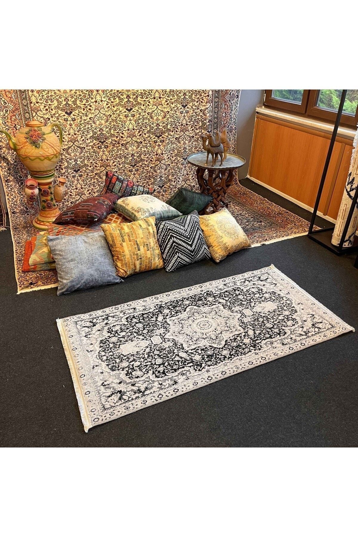 Yumuşak Dokulu Bambu Soft Kilim - İskandinav Saçaklı Dijital Baskı HV-SK-901