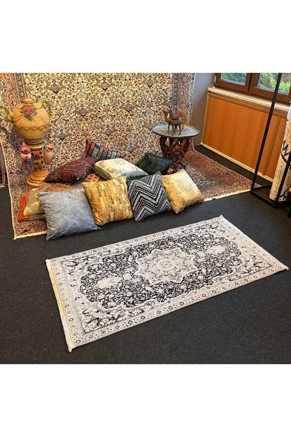 Yumuşak Dokulu Bambu Soft Kilim - İskandinav Saçaklı Dijital Baskı HV-SK-901