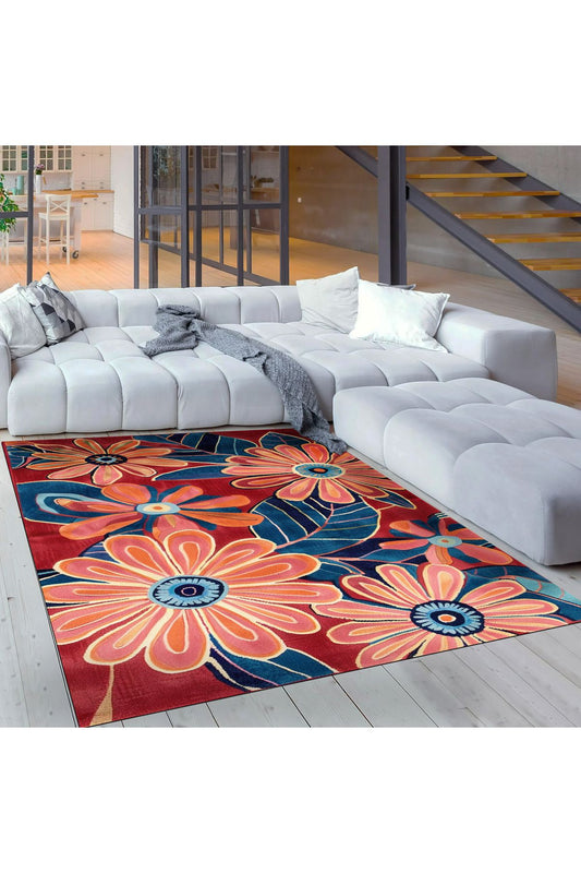 Floral Çiçekli Renkli Modern Salon Halısı Mutfak Halısı  Yolluk Otantik Halı Halı Vagonu 231