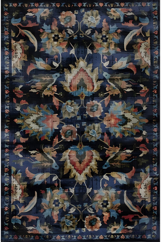 Halı Vagonu 58 Modern Stil Siyah Halı Ve Kilim Salon Halısı Saçaklı Yıkanabilen Halı