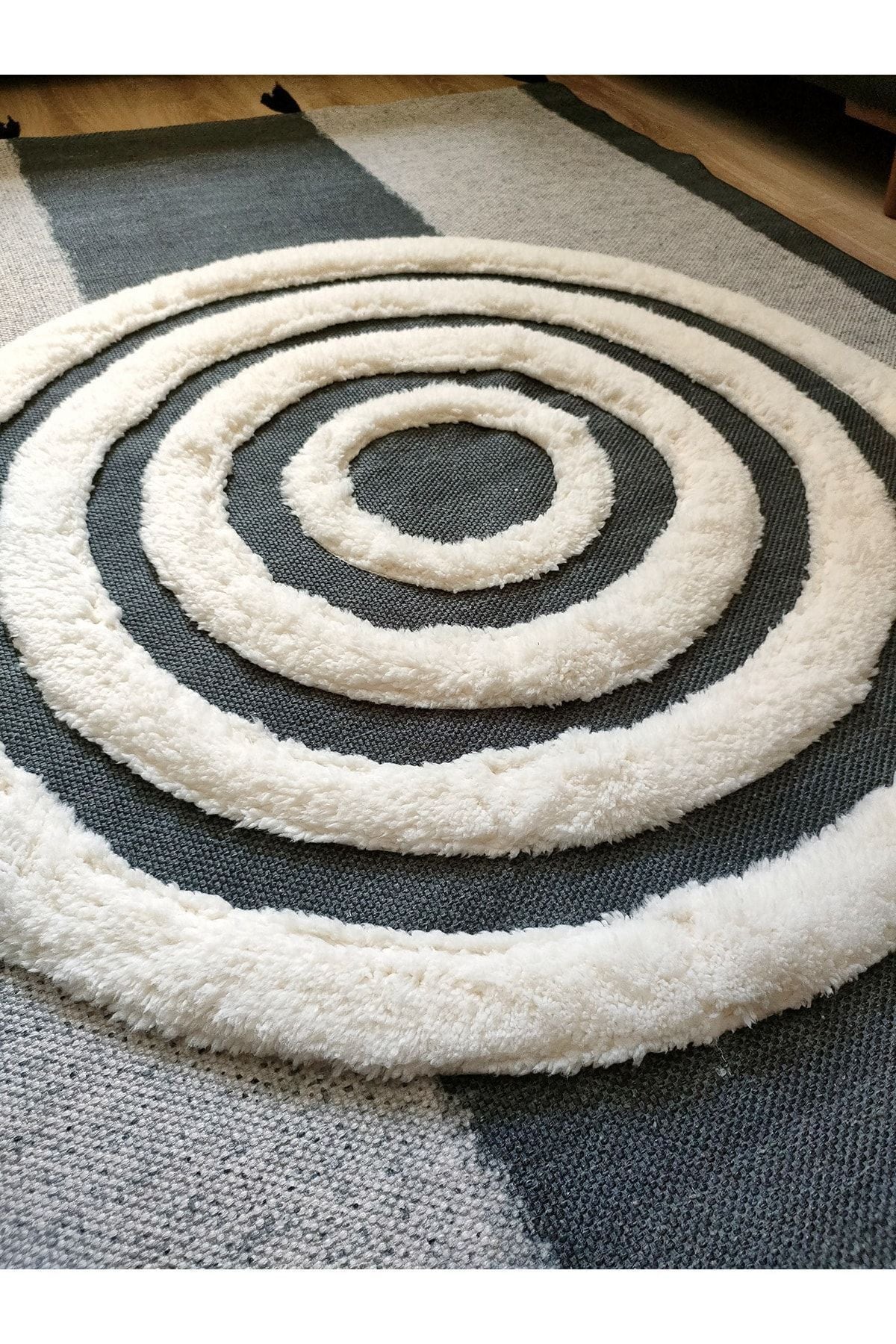 Tafting Kilim Serisi Üzeri Peluşlu Dokuma Taban Dekoratif Kilim