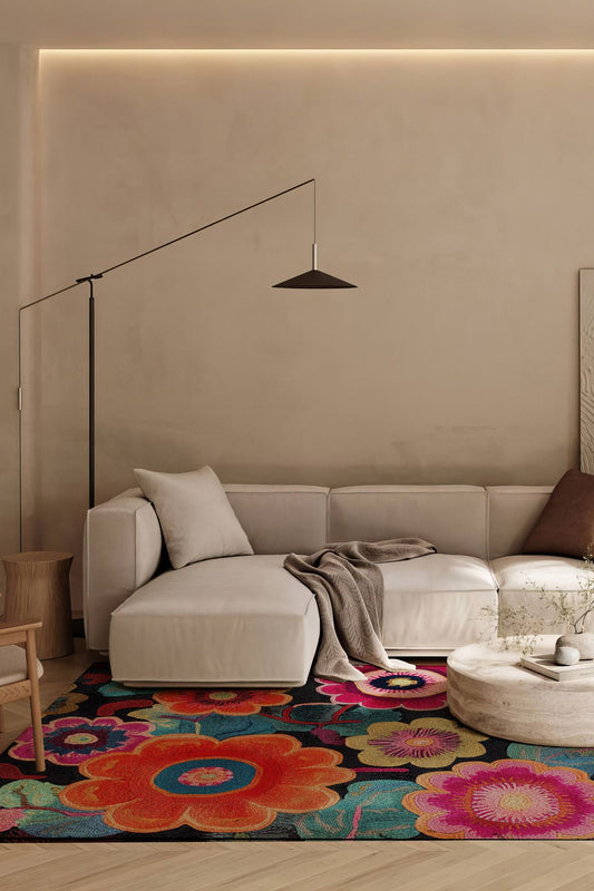 Çiçekli Çok Renkli Modern Salon Halısı Mutfak Halısı Yolluk Otantik Halı Halı Vagonu 227