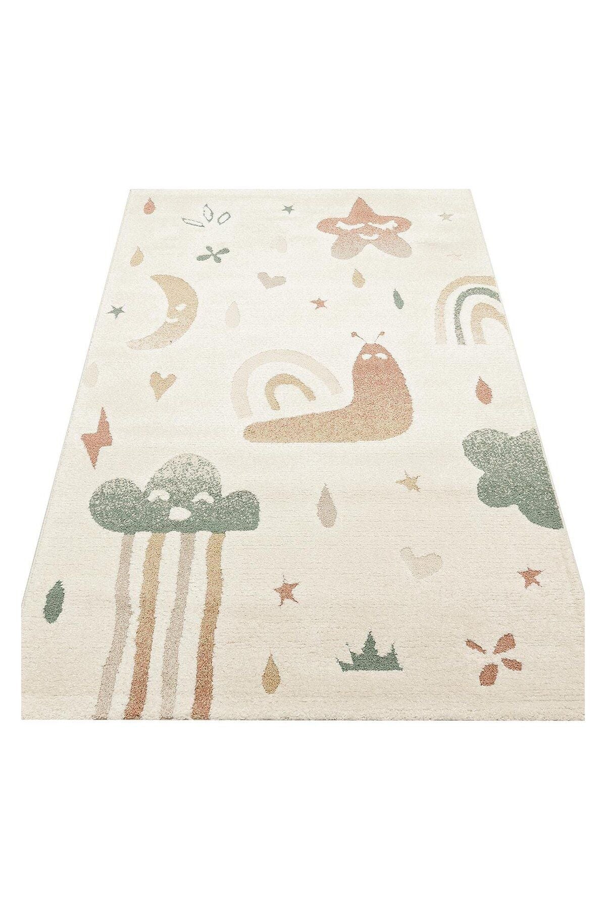 PICCOLO PCL 06 CREAM MULTY  Pastel Renkli Hav ve Toz Vermeyen Çocuk Halısı