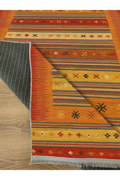 Halı Vagonu 2038 Renkli Klasik Desenli Yıkanabilir Kaymaz Salon Halısı, Koridor Ve Mutfak Halısı