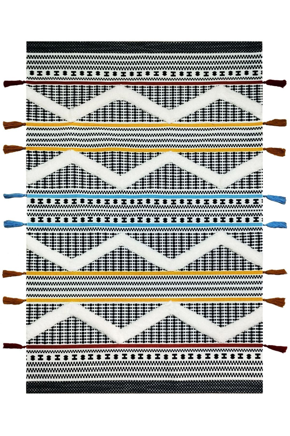 Tafting Kilim Serisi Üzeri Peluşlu Dokuma Taban Dekoratif Kilim