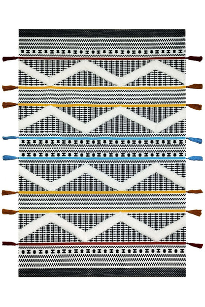 Tafting Kilim Serisi Üzeri Peluşlu Dokuma Taban Dekoratif Kilim