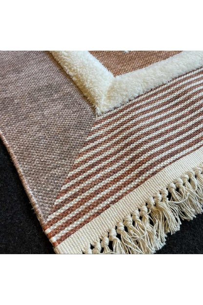 Tafting Kilim Serisi Üzeri Peluşlu Dokuma Taban Dekoratif Kilim