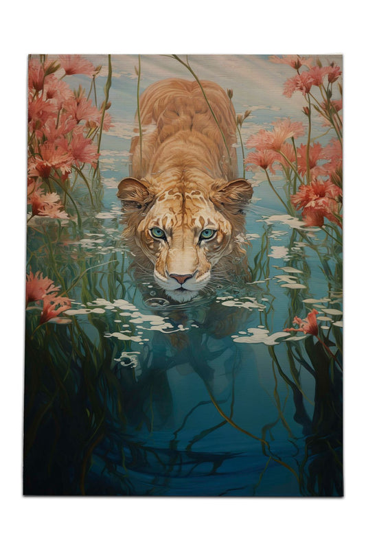 Halı Vagonu 173 Kaplan Figürlü Botanik Modern Dokuma Taban Halı