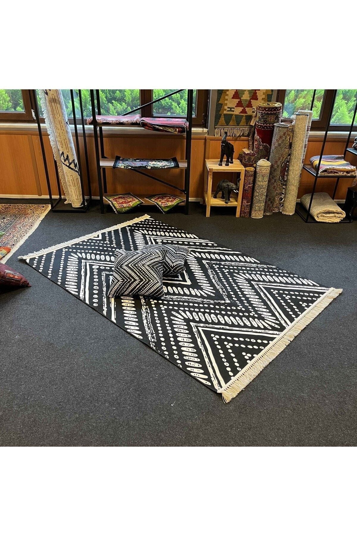 Yumuşak Dokulu Bambu Soft Kilim  İskandinav Saçaklı Dijital Baskı HV-SK-900