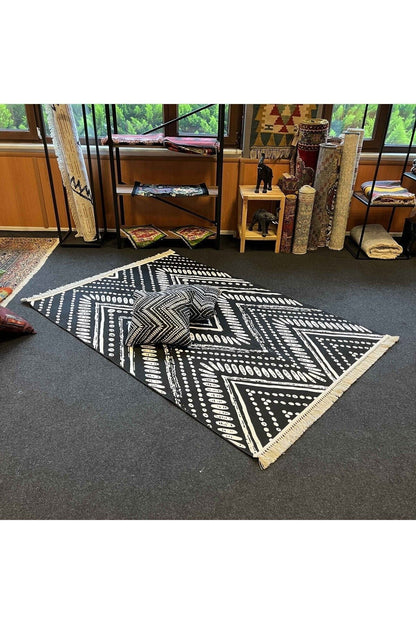 Yumuşak Dokulu Bambu Soft Kilim  İskandinav Saçaklı Dijital Baskı HV-SK-900