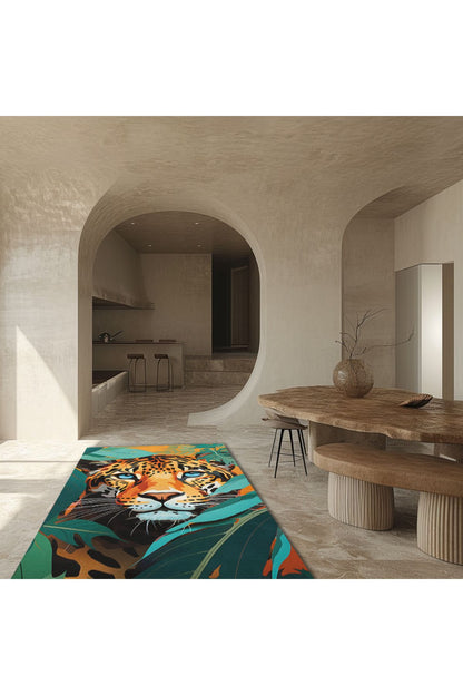 Kaplan Temalı Botanik pastel Tonlarında Dokuma Taban Salon Halısı Çocuk Halısı  Halı Vagonu 250