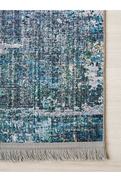 Halı Vagonu 2024 Mavi Gri Soyut Desen Modern Dokuma Taban Dekoratif Halı