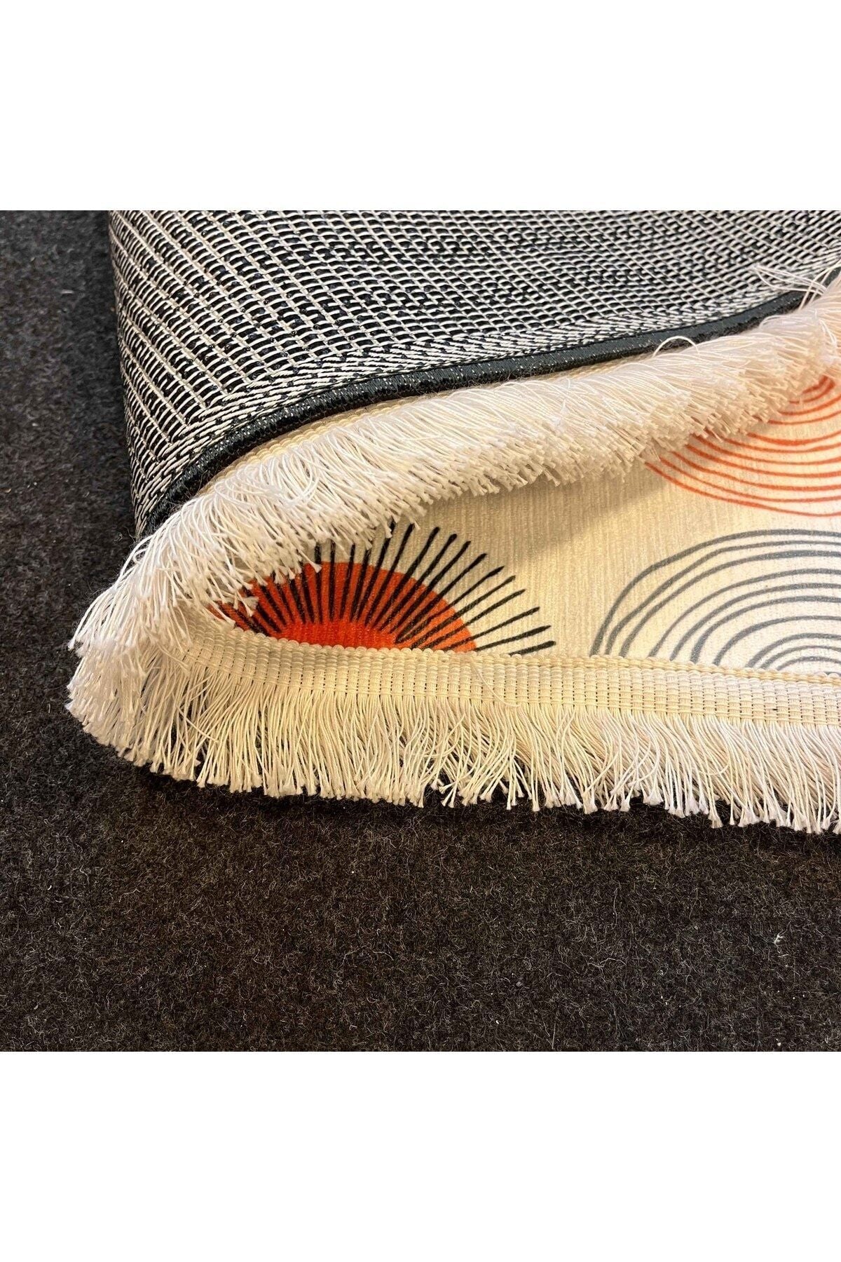 Yumuşak Dokulu Bambu Soft Kilim - Etnik Saçaklı Dijital Baskı HV-SK-912